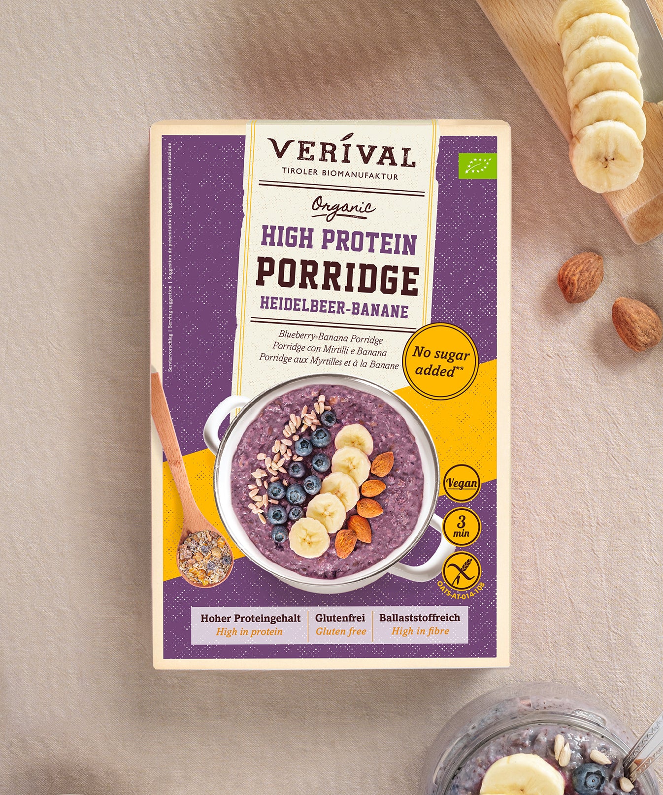 High Protein Porridge Heidelbeere-Banane