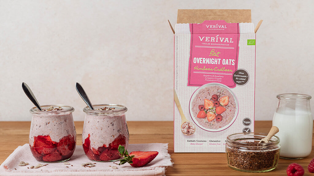 Verival Overnight Oats Himbeer-Erdbeere Zubereitung