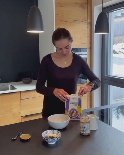 High Protein Porridge Heidelbeere-Banane